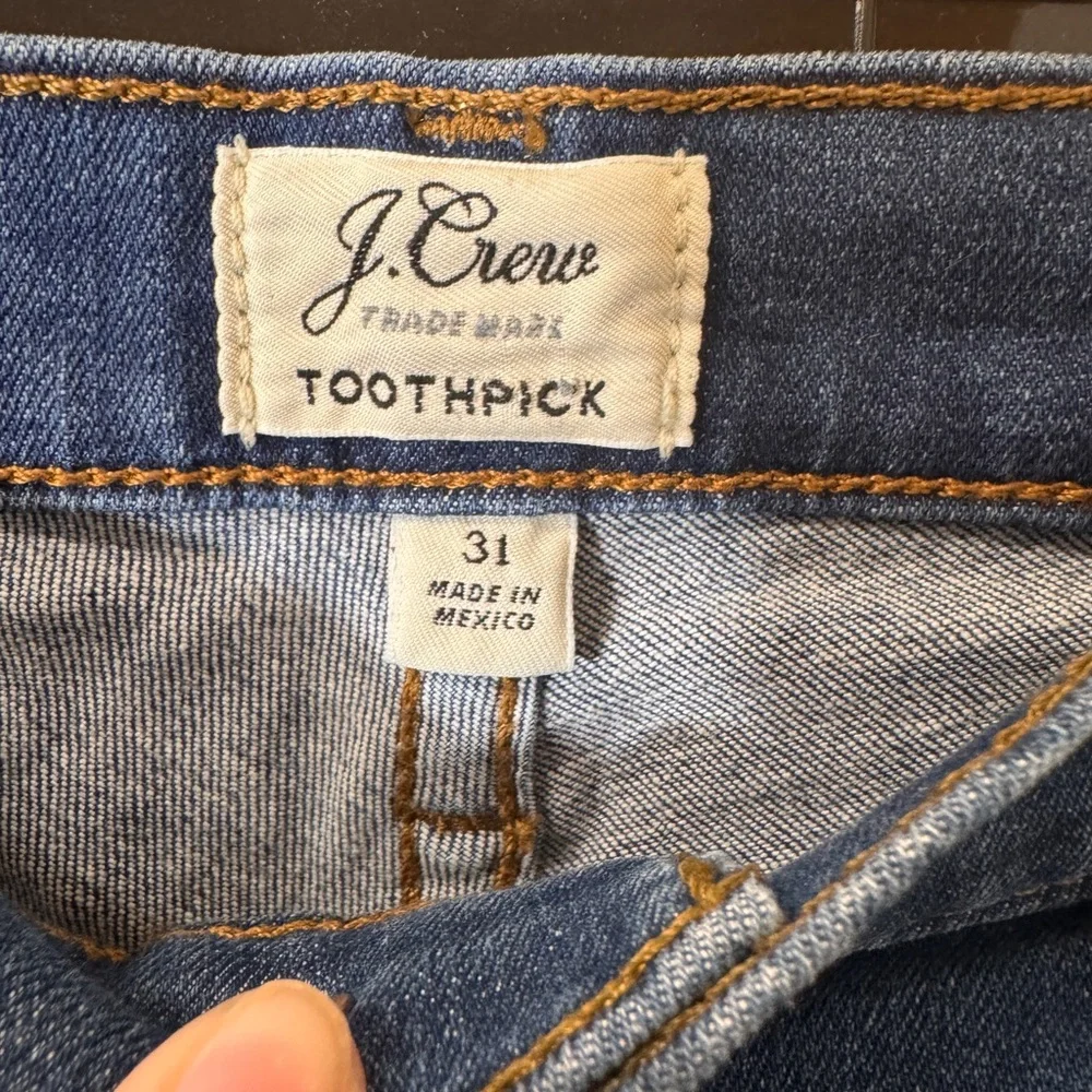 J.Crew‎ Jeans Toothpick Skinny Distressed 31 Pamona Wash Stretch Destroyed